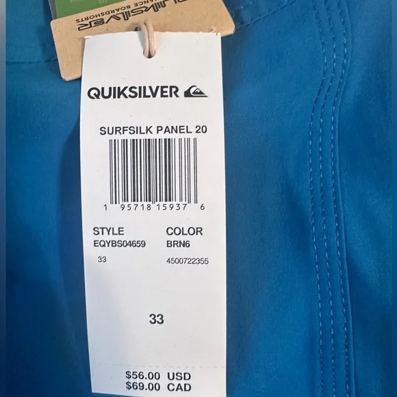 Quiksilver Highline SurfSilk Boardshorts Size 33 Blue Tropical 20” NWT - Picture 8 of 8
